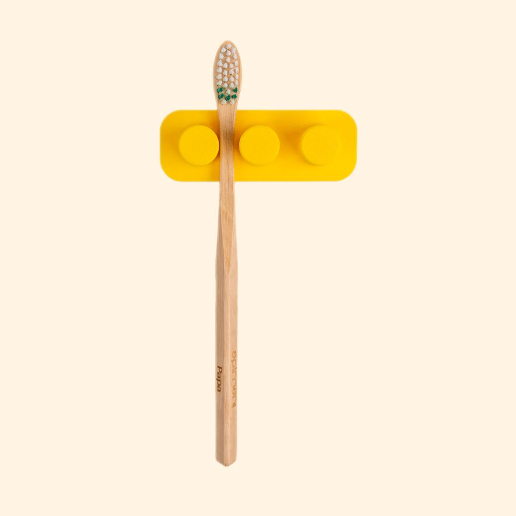 Porte-brosses À Dents Mural - Pour 2 Jaune